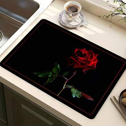 1 tấm thảm nhà bếp siêu thấm hút, nhanh khô, chống trượt - Thảm lau bát đĩa có đế chống trượt, thích hợp cho quầy cà phê, bàn ăn - Bề mặt dễ lau chùi và thiết kế nhanh khô, phù hợp với nhà bếp hiện đại hoặc truyền thống, phụ kiện quầy cà phê, trang trí nhà cửa phong cách.