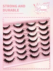 ENCHUW 14 Cặp Mi Giả Dày Dày, Ấn Tượng, Dày Vạm, Mi Giả Xắn, Mi Giả Uốn Cong, Mi Giả Lông Chồn - màu đen - Xem 5