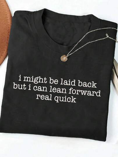 Áo thun ngắn tay in chữ phong cách đường phố rộng rãi, thoải mái dành cho nữ cỡ lớn, thích hợp mặc hàng ngày.