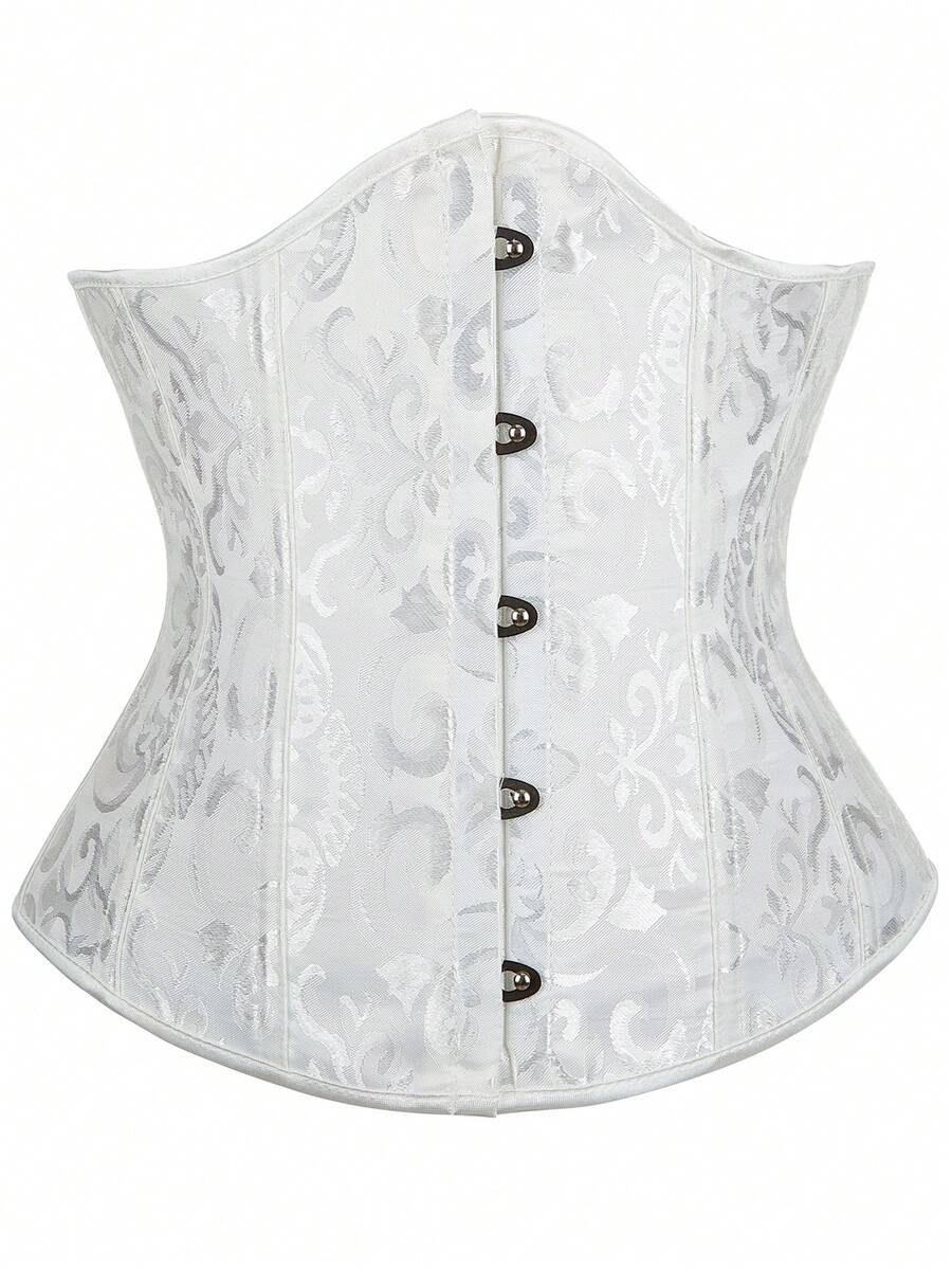 Áo corset nữ thời trang họa tiết Paisley, kiểu quây ngực, thắt eo điều chỉnh được, màu vàng bơ. - trắng - Xem 1