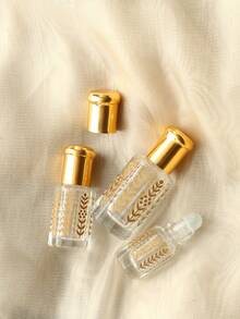 10pcs/Set (10 Packs) Leak-Proof Gold-Plated Embossed Glass Essential Oil Roller Bottle Set, Refillable Smooth Stainless Steel Roller Bottles, Portable Perfume & Cosmetic Refill Bottles, Suitable For Aromatherapy, Travel, Toiletry, Home, Salon, DIY, Birthday & Holiday Gifts - Multicolor - View 3