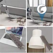 Aspirador de pó flexível e ajustável - Cabo extensível, ferramenta de limpeza lavável para teto, móveis, carro e casa - Não precisa de energia, leve para áreas de difícil acesso - Ideal para uso interno/externo, construção durável, fibras de alta qualidade, ideal para proprietários de carros. - Branco acinzentado - Ver 5