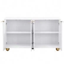 Sideboard With Four Molded Doors, Adjustable Interior Shelves, Metal Handles And Ball-Shaped Legs. - 白色 - 查看 7