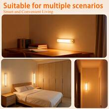 3pcs Multi-Size LED Motion Sensor Lights, USB Rechargeable Cabinet Lights, LED Motion Sensor Light Bars, For Bedroom, Kitchen, Hallway, Stairs, Closet, Garage, Indoor Motion Sensor Lighting - Home Night Lighting, Ceiling Motion Sensor Lights, Motion Sensor Lights, Minimalist Design, Stylish Appearance, Lightweight Structure, Suitable For Apartment Living - Warm Light - View 3