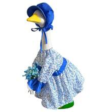 Spring Porch Goose Outfit Floral Print Dress With Hat Cute Pastoral Goose Costumes Goose Clothes For Outdoor Lawn Garden Decor - Patchwork - View 6