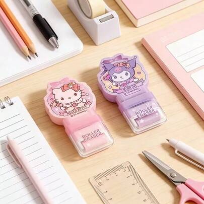 SANRIO [Officially Licensed] Cartoon Characters , Roller Shape Erasers, Suitable For Study, Activity Prizes, Pencil Erasers, Highly Attractive Erasers For Home, School, Office Daily Use, Also Perfect Gifts For Back To School, Birthday, Christmas, Halloween, Student Rewards
