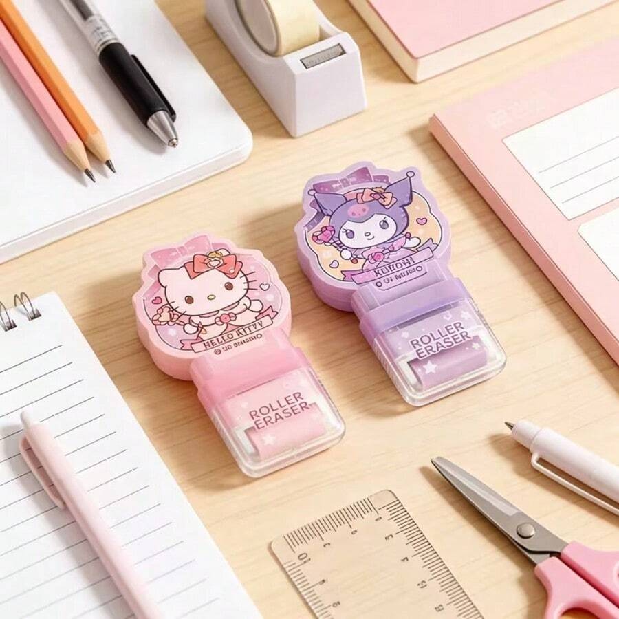 SANRIO 【1/6/12个装】三丽鸥卡通人物Hello Kitty、Kuromi滚动橡皮擦，学习文具，活动奖品橡皮擦，高品质橡皮擦，适合家庭、学校、办公室日常使用，也是返校、生日、圣诞节、万圣节、学生奖励的完美礼物 - 多款 - 查看 1