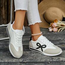 2026春秋白色运动鞋，平底休闲硫化鞋，百搭女学生运动鞋 - 白黑色 - 查看 10
