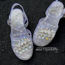 1pc Handmade Glass & Acrylic Rhinestone Gradient Shiny Detachable Shoe Flower Decoration, Suitable For Sandals With Small Holes (Shoes Not Included) - Clear - View 6