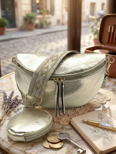 Women's Casual Waist Bag, Retro PU Fanny Pack, Outdoor Multi-Pocket Travel Chest Pack