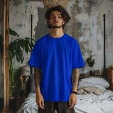 Men's Basic Oversized T-Shirt, Sizes S To Plus Size 6XL, 100% Cotton, 18 Colors - Royal Blue - View 1