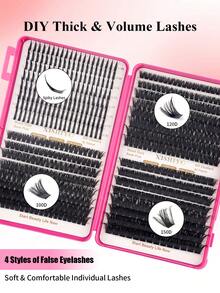 592片4款混合蓬松睫毛簇，5D浓密仿貂毛睫毛嫁接，D卷度10-16毫米单根睫毛，打造婚礼新娘妆容的浓密睫毛 - D - 查看 5