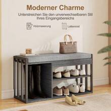 Shoe Rack With Bench, Hallway Shoe Rack, Shoe Cabinet With 3-Tier Design, For Hallway, Entryway, Living Room, Bedroom, Grey - Grey - View 6