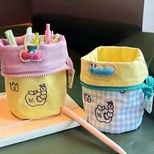 日式竖款翻盖铅笔袋，大容量铅笔盒，学生文具收纳管 - 多色 - 查看 6