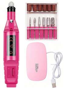 Coscelia Amoladora de uñas eléctrica, Mini amoladora de uñas USB con 6 brocas y 6 bandas de lijado, lima de uñas rosa y negra, amoladora de uñas de acrílico y gel, quitacallos, apta para uso doméstico o salón - Multicolor - Ver 12