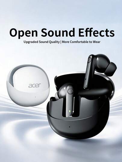 Acer 宏碁 OHR546 新款 TWS 无线蓝牙耳机，入耳式设计，佩戴舒适，强劲低音立体声 + 通话降噪，超长续航，专为运动和跑步设计，低延迟游戏模式，HiFi 杜比音效，轻巧触控，时尚外观