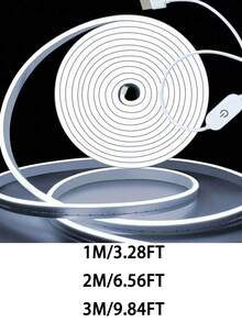 1m/2m/3m/4m/5m USB供電可調光柔性LED霓虹燈條，氛圍燈適用於客廳、臥室、廚房、樓梯、櫥櫃、鏡子、電腦遊戲裝飾，室內臥室電視背光櫥櫃裝飾柔性霓虹燈牌 - 白色 - 查看 11