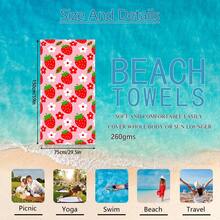 1 Stück Erdbeere & Weiße Blumen Strandtuch, extra großes Mikrofaser Strandtuch, super saugfähig, geeignet für Reisen, Schwimmbad, Tauchen, Surfen, Yoga, Camping, in verschiedenen Größen erhältlich, Strandaccessoires - Erdbeere - Übersicht 12