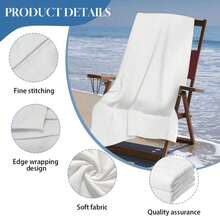 P-Plim Large Microfiber Beach Towel, Quick-Drying Towel, Beach Towel, Pool Towel, Travel Swimming Pool Towel, Yoga (5) - White - View 6