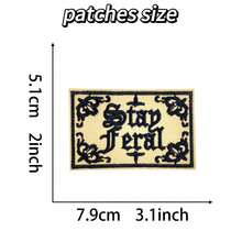 5pcs Beige Embroidered English Phrase Patches, Vintage Gothic Style Rectangular Woven Fabric Patches With Hook And Loop Backing, Suitable For DIY Decoration On Jeans, Jackets, Backpacks - Text Cloth Patch - View 2