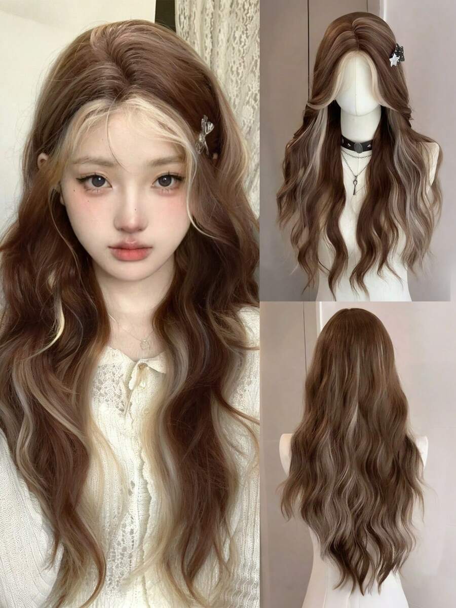 Bộ tóc giả dài, gợn sóng, bóng mượt, kiểu dáng mới này có chi tiết ren ở phía trước tạo vẻ tự nhiên. Tóc dài 30 inch, được làm từ sợi tổng hợp chất lượng cao, phù hợp để đội hàng ngày, dự tiệc và các dịp khác. - Nhiều màu - Xem 1