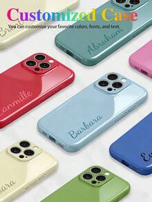 1pc Customizable Personalized Family Friend Couple Kids Children Different Name Transparent Glitter Phone Case Compatible With IPhone 11/12/13/14/15/16/16Pro/16Plus/16ProMax Models - Clear - View 1