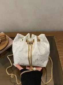 Túi xách nữ mini thời trang màu trơn, kiểu dáng xô, đa năng và thanh lịch, thích hợp để đi mua sắm, đựng ví, dành cho phụ nữ trẻ, sinh viên đại học, người mới vào nghề, nhân viên văn phòng. Rất phù hợp cho văn phòng, trường đại học, công việc, kinh doanh, đi làm, hoạt động ngoài trời, du lịch và dã ngoại. - trắng - Xem 6