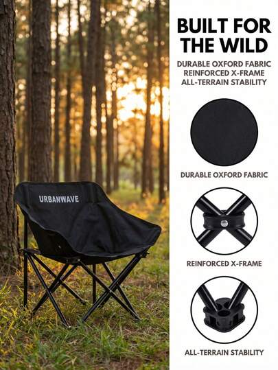  URBANWAVE Portable Camping Moon Chair, Lightweight Folding Lawn Chair For Adults, Compact Foldable Beach Chair With Carry Bag, Heavy Duty Outdoor Lounge Chair For Fishing & Hiking