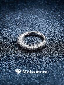 1pc 925 Sterling Silver Moissanite Classic Pendant Earrings, 18K Gold Plated, Suitable For Women's Daily Wear, Parties, Anniversaries, Valentine's Day, Weddings, Bridal - Silver - View 1