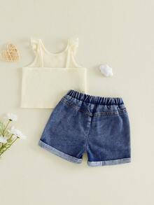 Young Girls Tank Top Co-Ords - Yellow - View 2
