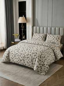 Leopard Pattern Cotton Duvet Cover Set – 70% Cotton, Made In Turkey - Brown - View 2