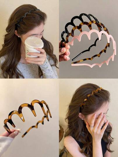 3pcs/1pc 14.17in/36cm Black/Tortoiseshell/Pink Lightweight Plastic Headband, Fashionable Versatile Elegant Minimalist Hair Accessories, Suitable For Daily Wear, Commute, Party, Casual, Beach, Washing Face, Makeup, Outfit Matching Hair Band Hair Hoop