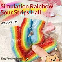 Rainbow Sour Strip Squishy Toy, Silicone, Soft Slow Rebound, Birthday Party New Year Gift - Multicolor - View 5