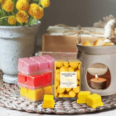 قطعة واحدة من شمع معطر للذوبان، مكعبات شمع الصويا لسخان الشمع، قطع شمع معطرة بقوة، طقم هدايا شموع العلاج بالروائح، عطر المنزل لغرفة المعيشة وغرفة النوم والقراءة واليوغا والاسترخاء، 3.0 أونصة - وردي خزامى ليمون فانيليا صندل قهوة تفاح ياسمين