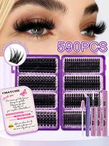590 sợi mi giả D Curl, tự nối mi, 8 kiểu phối hợp, độ dày 10-18mm, mi riêng lẻ mềm mại, siêu dày, tự nhiên, bền lâu và siêu nhẹ. Bộ dụng cụ nối mi bao gồm keo dán mi, nhíp và cọ chải mi, hoàn hảo cho cuộc sống hàng ngày, đám cưới, hẹn hò, tiệc tùng, lễ hội âm nhạc và du lịch. Mi riêng lẻ, mi giả, mi giả tổng hợp. - Màu tím - Xem 13