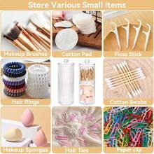 1/3pcs Plastic Swab Box With Lid, Makeup Pad Dispenser, Transparent Cosmetics Organizer Case, Bathroom Apothecary Jar. Multifunctional Storage Container For Q-Tip, Jewelry, Powder Puff, Makeup Remover, Floss, Beauty Eggs. Personal Care Tool. Vanity Decor. Bathroom Accessories - View 6