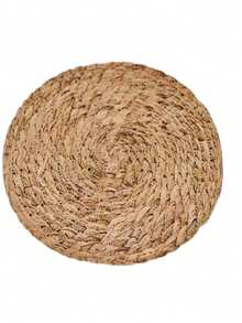 4/6pcs Natural Water Hyacinth Woven Placemats - Handmade Rattan Round Coasters, Rustic Style Wicker Insulation Mats For Dining Table, Home Decor, Wedding, Picnic, Holiday Celebration; Handcrafted - Brown - View 18