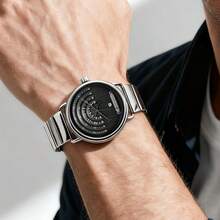 Đồng hồ nam công sở, chất liệu thép không gỉ, chống nước, khóa cài ẩn, hiển thị ngày, quà tặng ngày lễ cho chồng hoặc bạn trai. - Đồng hồ thạch anh cao cấp - Xem 3