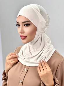 1pc Hijab Cap/Balaclava, Women's Minimalist Fashion Casual Elegant Modest Neck Scarf Headwrap, Modal Soft Breathable Fabric, 2-In-1 Instant Scarf & Headcover, Suitable For Daily Life, Festivals, Gatherings, Prayers,Beach,Holiday,Accessories,Travel Essential - Balaclava Hijab - View 18