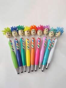 3/6/9/12 pezzi Penne a forma di cartone animato. Design kawaii, vedere la forma di questa penna renderà le persone felici, allevierà il loro umore e ridurrà lo stress. Adatto per la stagione di ritorno a scuola, la stagione di laurea, l'uso in ufficio e come regalo per amici, colleghi, insegnanti, famiglia ed anziani. - Penna con faccina sorridente a fumetti - Visualizzare 9