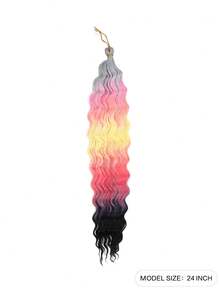 1-Pack 24 Inch Deep Wave Hair Extensions - Rainbow Colored Synthetic Extensions With Water Wave Pattern For Music Festival Carnival & Daily Glam Festival Hair Essential - Multicolor - View 2