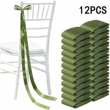 18/12/3pcs Satin Bow Chair Decorations, Green/White Ribbon DIY Bows, Suitable For Wedding, Valentine's Day, Easter, Christmas, Holiday Events, Theme Parties, Birthdays, Graduation Celebrations - Multicolor - View 12