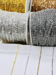 10m/Roll Stainless Steel Solid Color Flat Cross Chain, Steel Color & Gold Chain, Jewelry Making Metal Chain - Stainless Steel Chain - View 3