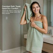 Green Towel Set Of 8 - Cotton Luxury Bath Towels Set Bathroom, 600 GSM Highly Absorbent Bathroom Towel With 2 Large Bath Sheet, 2 Hand, 4 Washcloths, Green Shower Towels Dorm - 綠色 - 查看 8