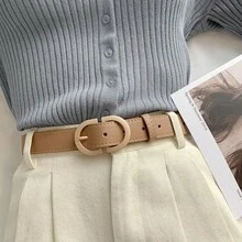 1条简约时尚女士腰带，适合搭配裤子 - 卡其色 - 查看 2