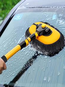 Chổi rửa xe ô tô xoay 15° kéo dài, đầu lông mềm không gây trầy xước, cán dài điều chỉnh được, tẩy vết bẩn cứng đầu, làm sạch sâu thân xe, bánh xe, kính nội thất và ngoại thất, phù hợp cho sedan, SUV, xe tải, RV bảo dưỡng hàng ngày - Cây lau nhà cong - Xem 5