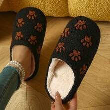 Dép lê nữ kiểu dáng thường ngày, họa tiết dấu chân, kiểu dáng slip-on. - màu đen - Xem 10