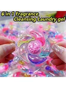 6-In-1 Laundry Detergent Capsules (100/50/30/10 Pcs Per Box), Concentrated Detergent Pearls, Fresh And Pleasant Fragrance, Strong Stain Removal And Color Protection, Floral Scent, Suitable For Busy Families, Compatible With All Washing Machines, Gentle Care For Fabrics, Quickly Dissolves In Water, Keeps Clothes Soft, Fresh And Clean For Long - Liquid - View 4