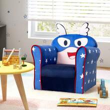 COSTWAY Kids Armchair With Soft Cushion And Cute Pattern, Blue - Blue - View 3
