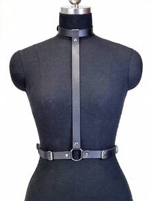 1PC PU Leather Harness Chest Belt Fashion Suspenders Suitable For Daily Party Clothing Matching Wear - Black - View 2